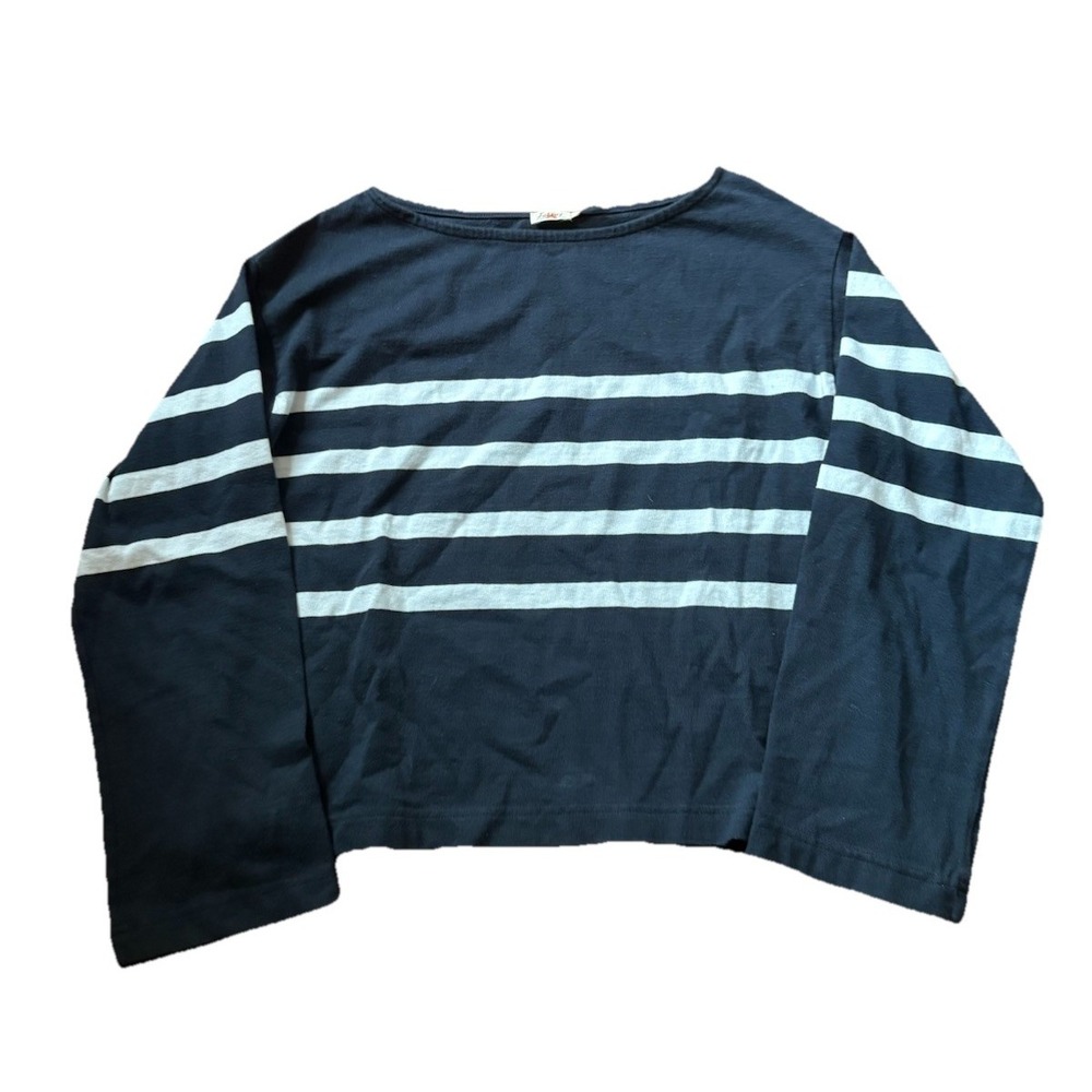 Faherty Shirt Womens XS Long Sleeve Striped T Shirt Blue White Cotton